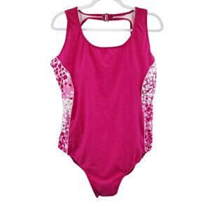 NWOT Catalina Pink and White Spotted Sides One Piece Swimsuit Women's Plus 2X